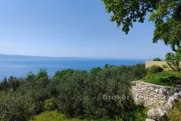 Et hus i naturen med panoramautsikt over havet