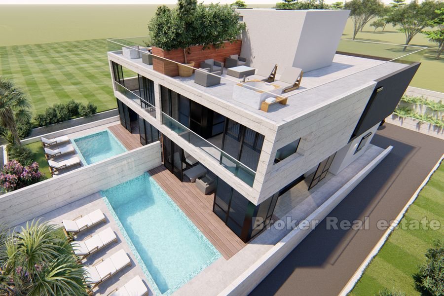 Semi-detached modern villa with swimming pool