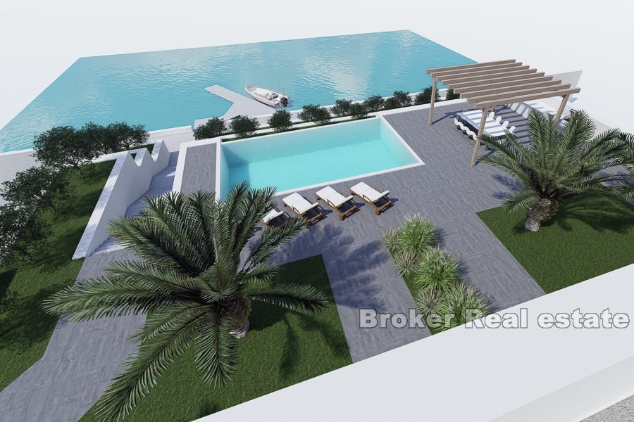 Seafront villa med pool, till salu