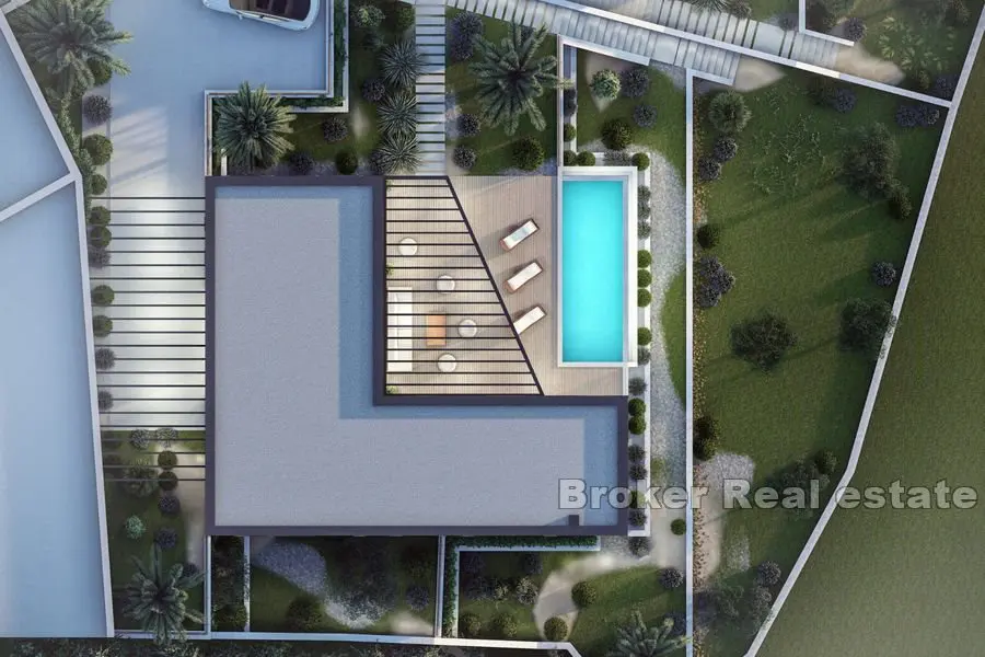 Villa con piscina e vista mare
