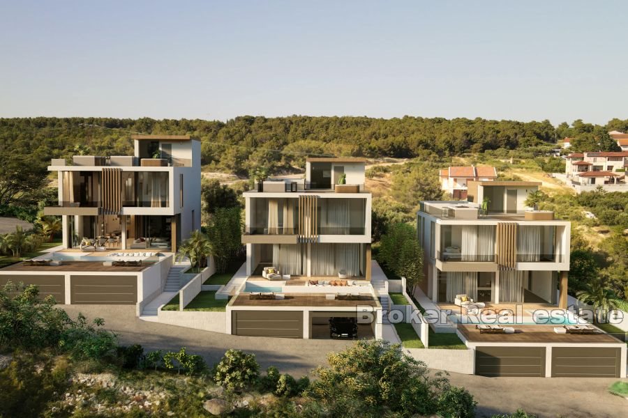 Villas de luxe en construction avec vue mer