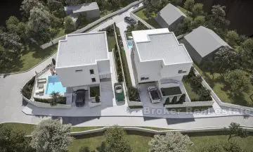 Modern villa with swimming pool in construction