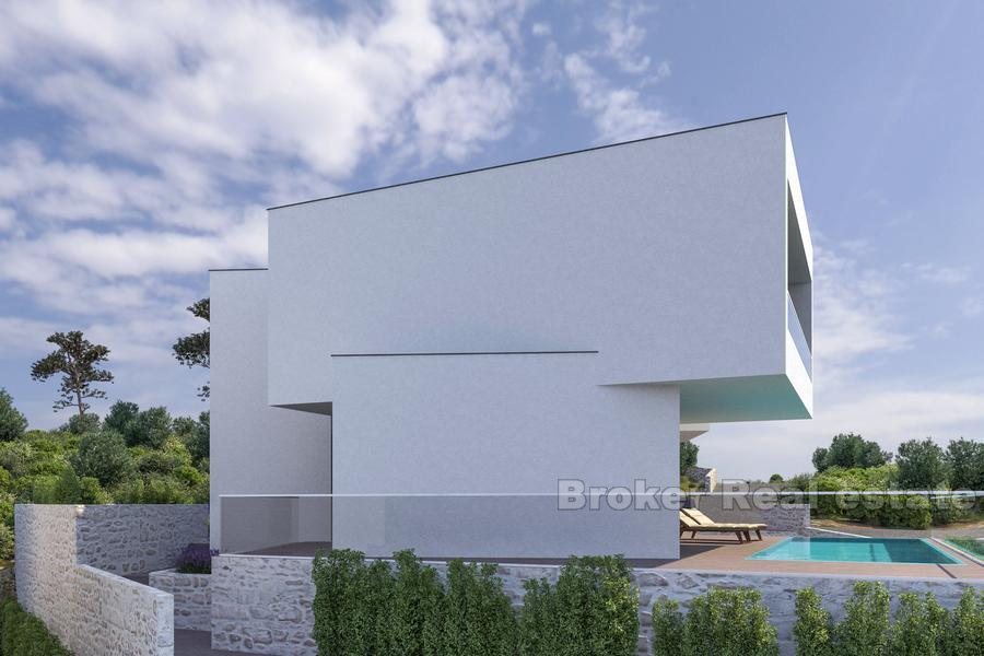 Villa with swimming pool under construction