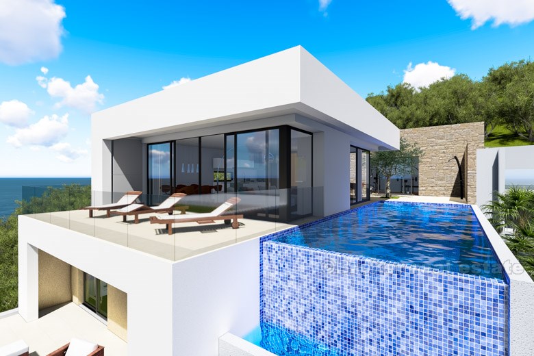 Ny moderne villa med svømmebasseng og fantastisk utsikt