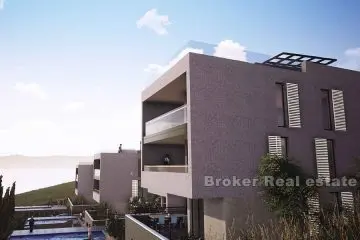 Apartments with swimming pool and open sea view