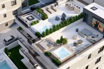 Apartments in a new building with a swimming pool