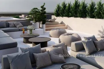 Lägenheter i ny byggnad med pool