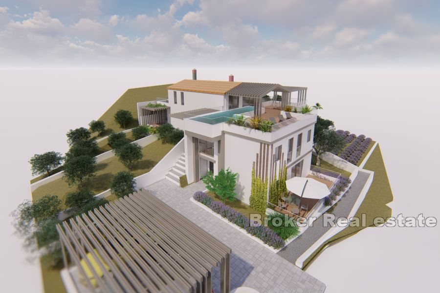 Eine im Bau befindliche Villa mit Meerblick