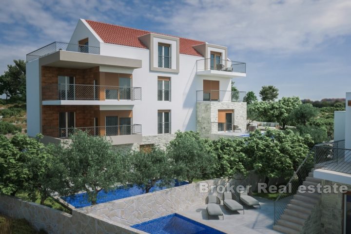 Apartment mit Pool und offenem Meerblick