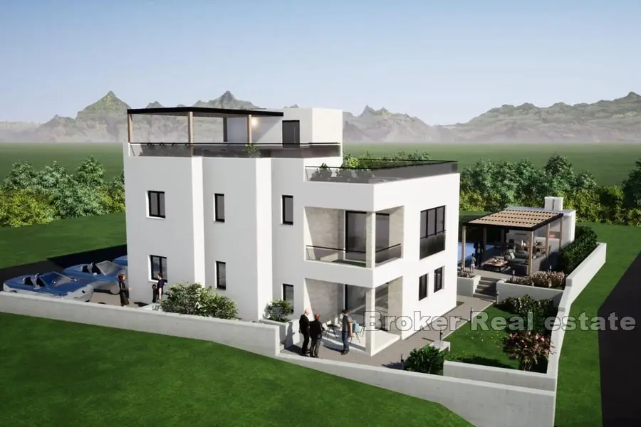 Moderne Villa im Bau mit Meerblick