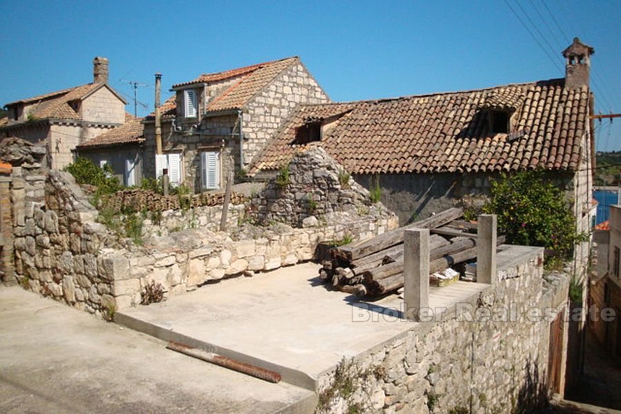 Old stone house in the center of the town