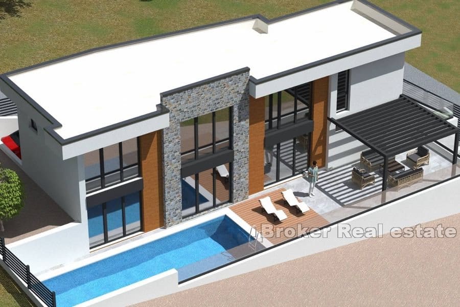 Modern villa med pool och havsutsikt